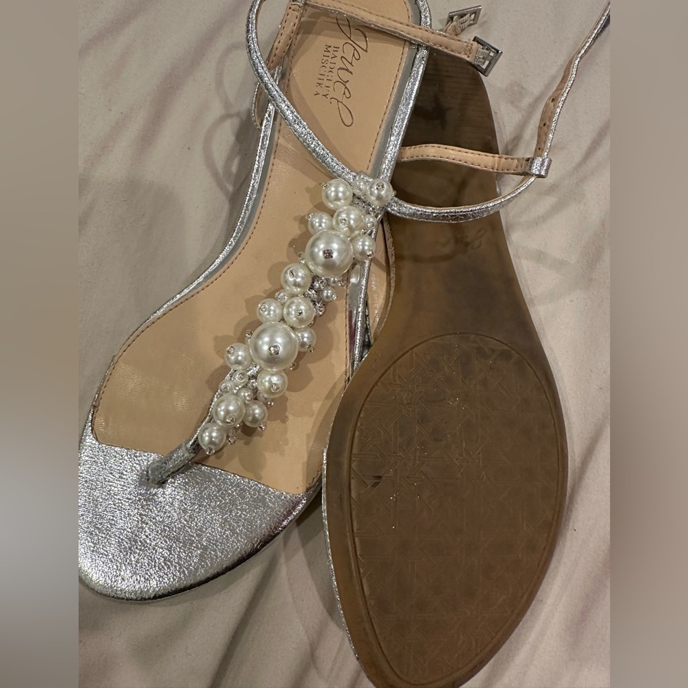 Jewel Badgley Mischka Embellished Sandals - Size 9.5 Like New - Picture 3 of 3